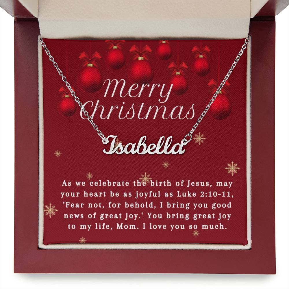 Personalised Name Necklace For Mom ~Luke 2:10-11~ (Horizontal)