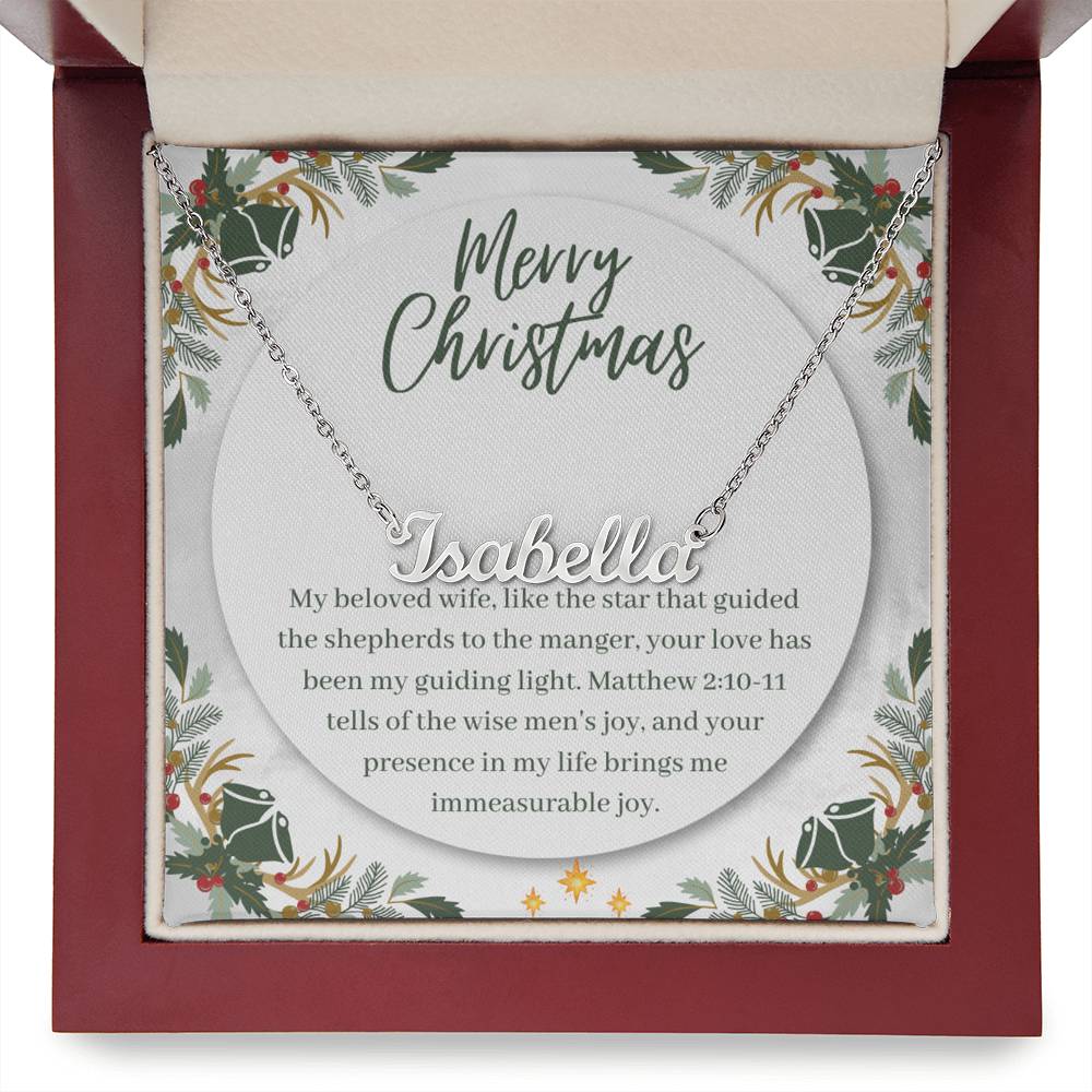 Personalised Name Necklace For Wife ~Matthew 2:10-11~ (Horizontal)
