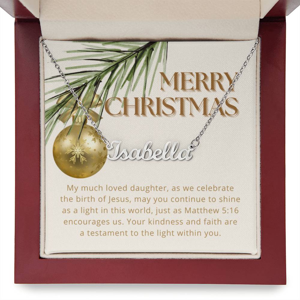 Personalised Name Necklace For Daughter ~Matthew 5:16~ (Horizontal)