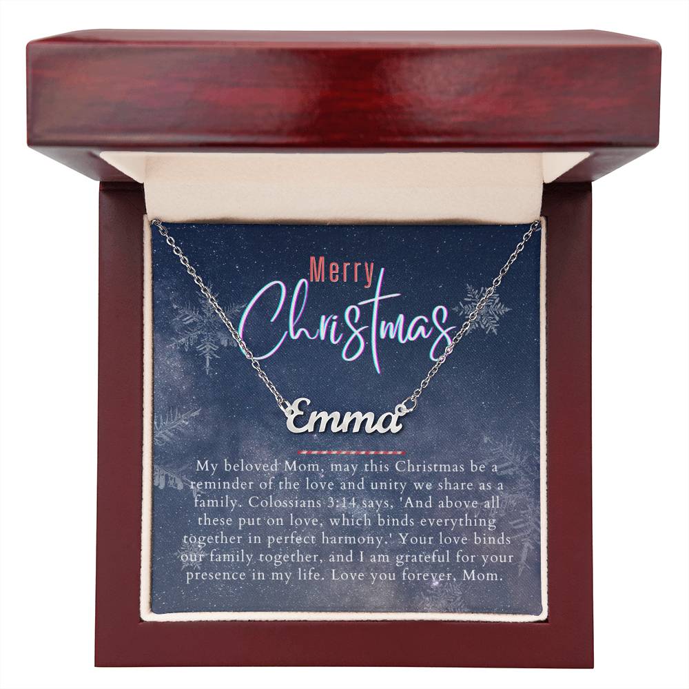 Personalised Name Necklace For Mom ~Colossians 3:14~ (Horizontal)