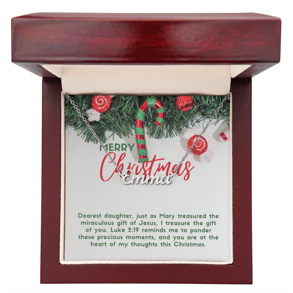 Personalised Name Necklace For Daughter ~Luke 2:19~ (Horizontal)