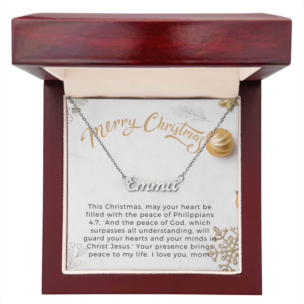 Personalised Name Necklace For Mom ~Philippians 4:7~ (Horizontal)