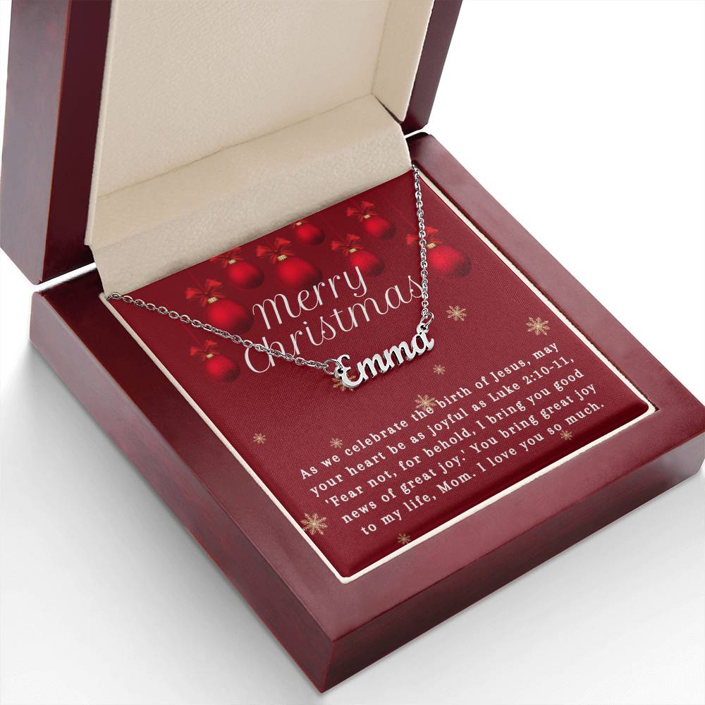 Personalised Name Necklace For Mom ~Luke 2:10-11~ (Horizontal)