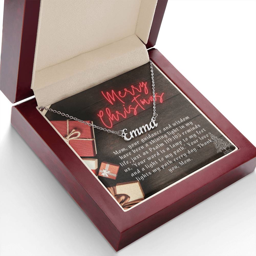 Personalised Name Necklace For Mom ~Psalm 119:105~ (Horizontal)
