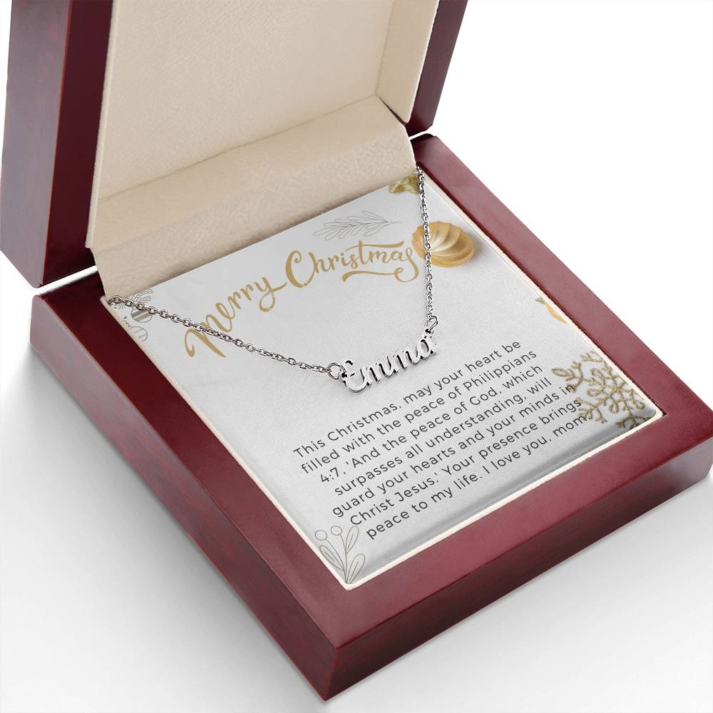 Personalised Name Necklace For Mom ~Philippians 4:7~ (Horizontal)