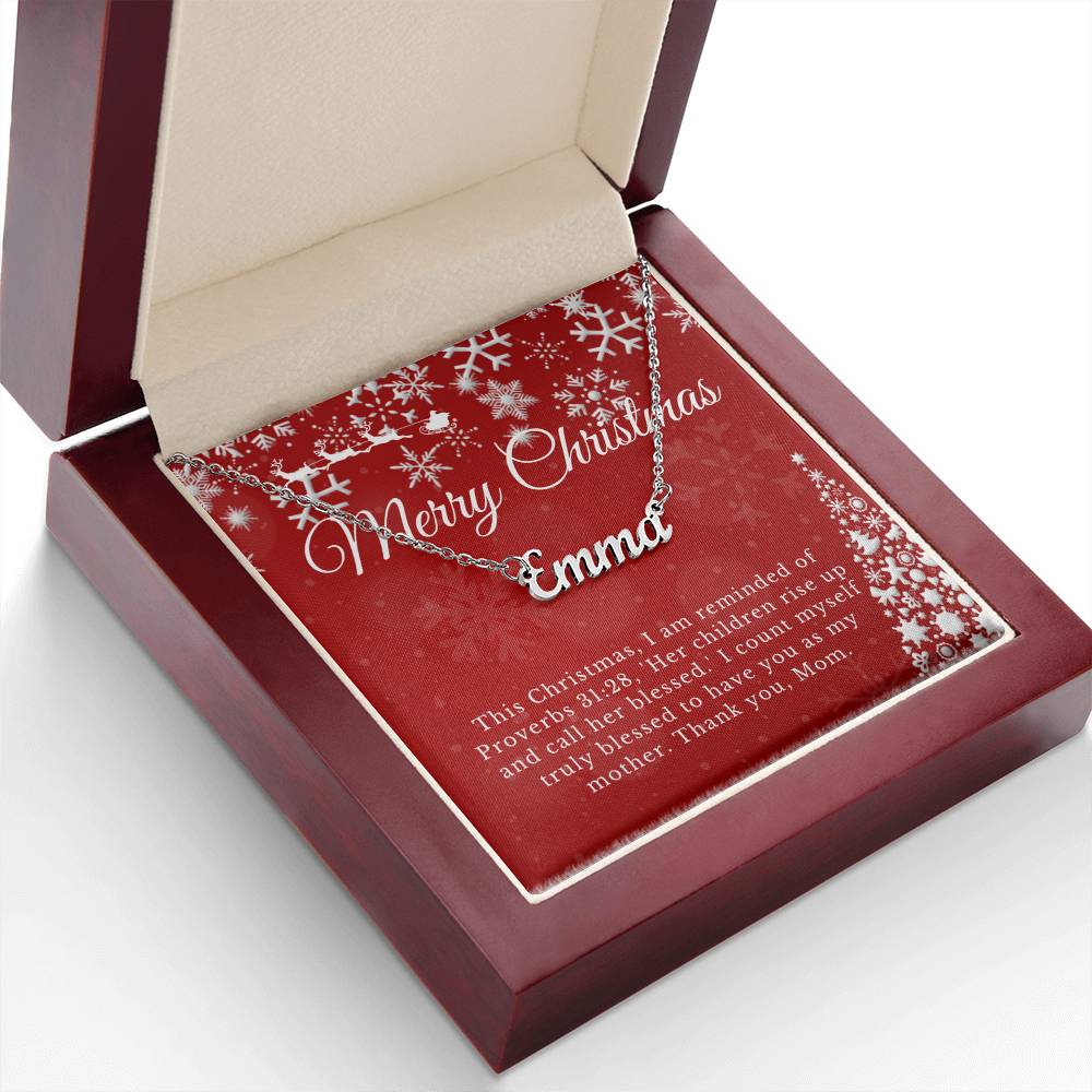 Personalised Name Necklace For Mom ~Proverbs 31:28~ (Horizontal)
