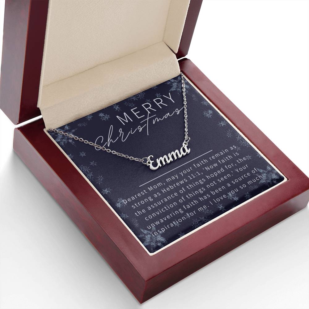 Personalised Name Necklace For Mom ~Hebrews 11:1~ (Horizontal)