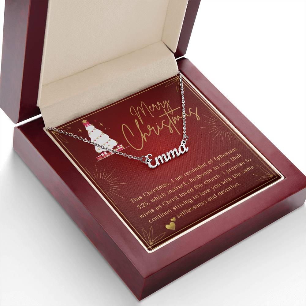 Personalised Name Necklace For Wife ~Ephesians 5:25~ (Horizontal)