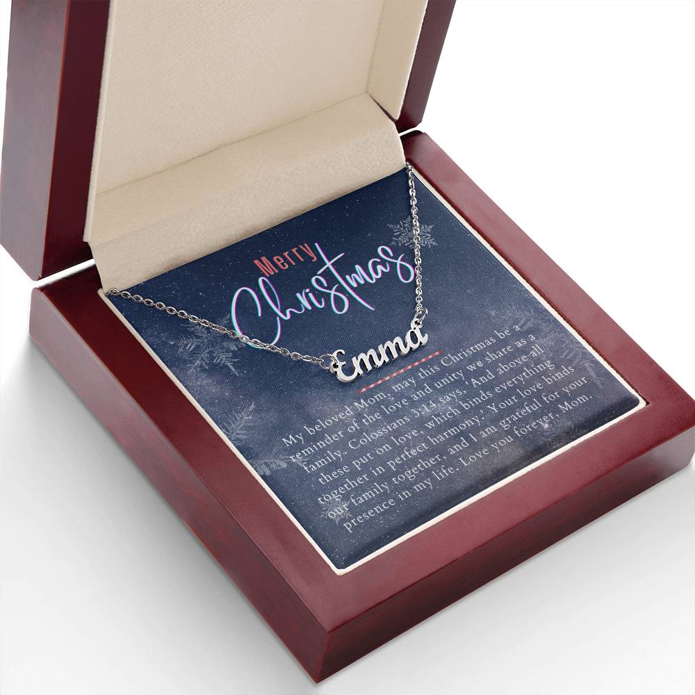 Personalised Name Necklace For Mom ~Colossians 3:14~ (Horizontal)