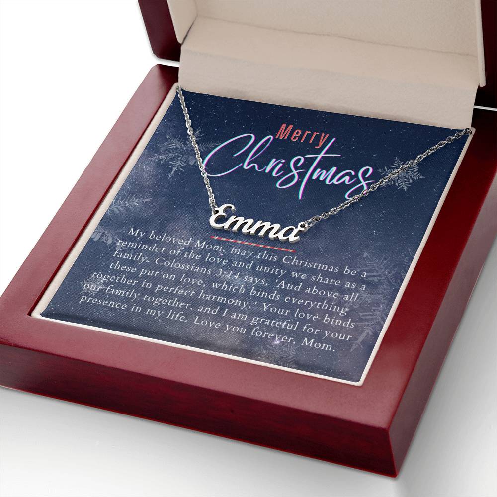 Personalised Name Necklace For Mom ~Colossians 3:14~ (Horizontal)