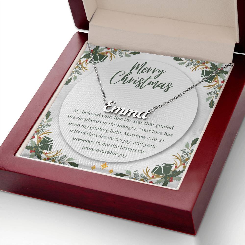Personalised Name Necklace For Wife ~Matthew 2:10-11~ (Horizontal)