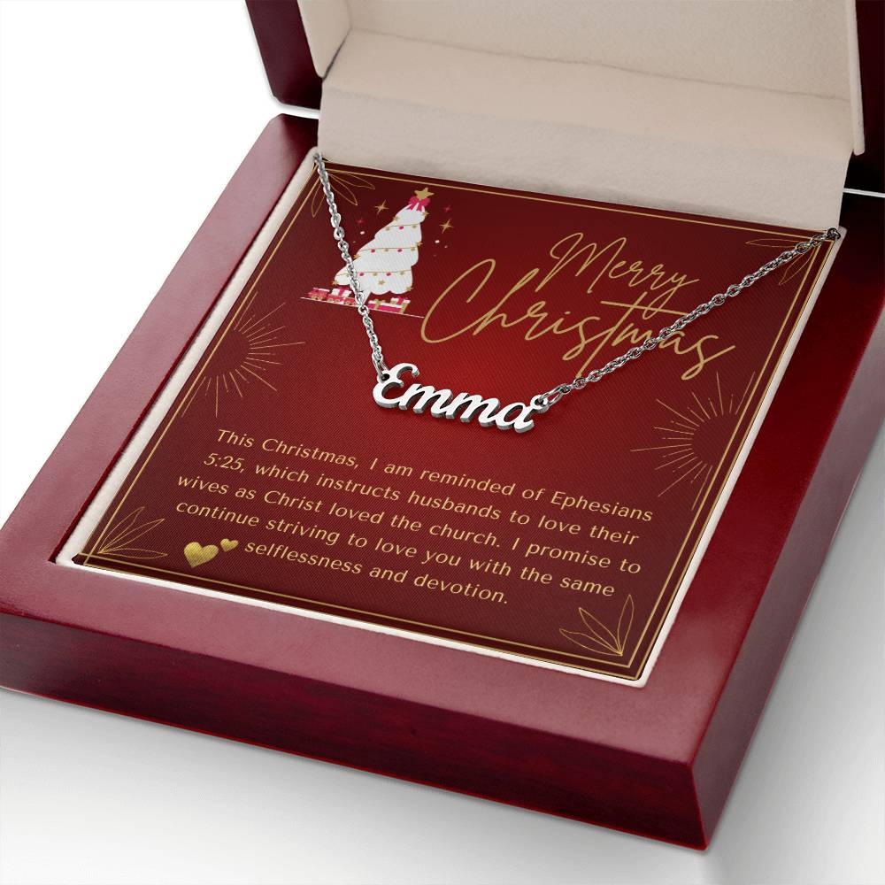 Personalised Name Necklace For Wife ~Ephesians 5:25~ (Horizontal)