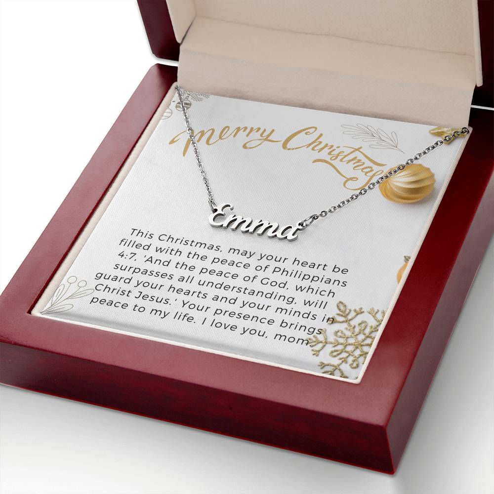 Personalised Name Necklace For Mom ~Philippians 4:7~ (Horizontal)