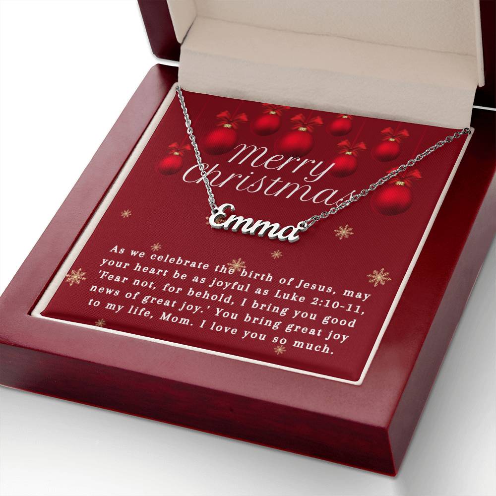 Personalised Name Necklace For Mom ~Luke 2:10-11~ (Horizontal)