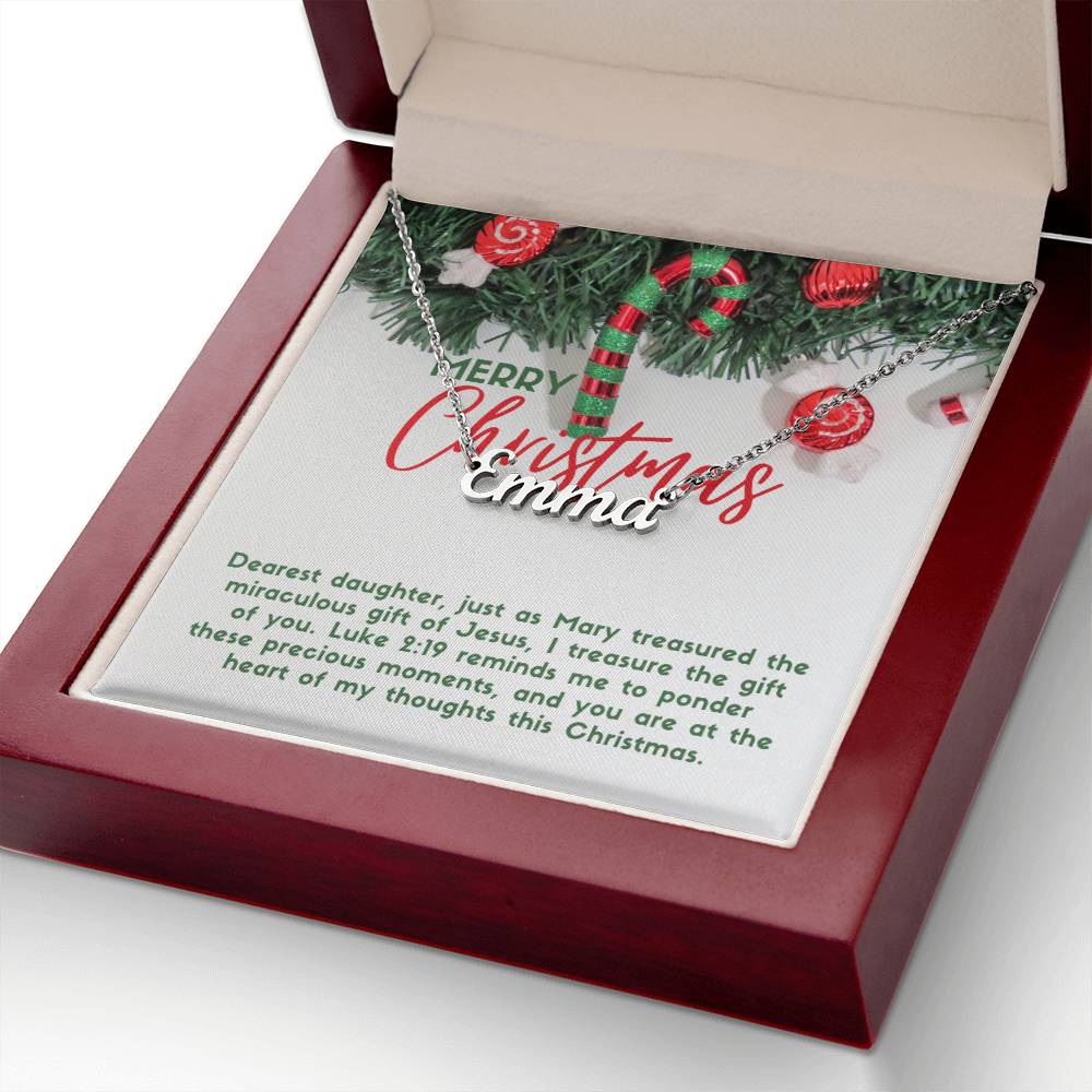 Personalised Name Necklace For Daughter ~Luke 2:19~ (Horizontal)