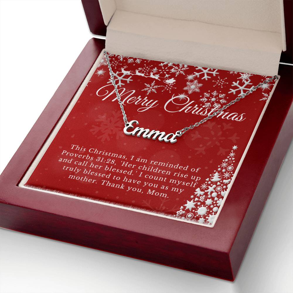 Personalised Name Necklace For Mom ~Proverbs 31:28~ (Horizontal)