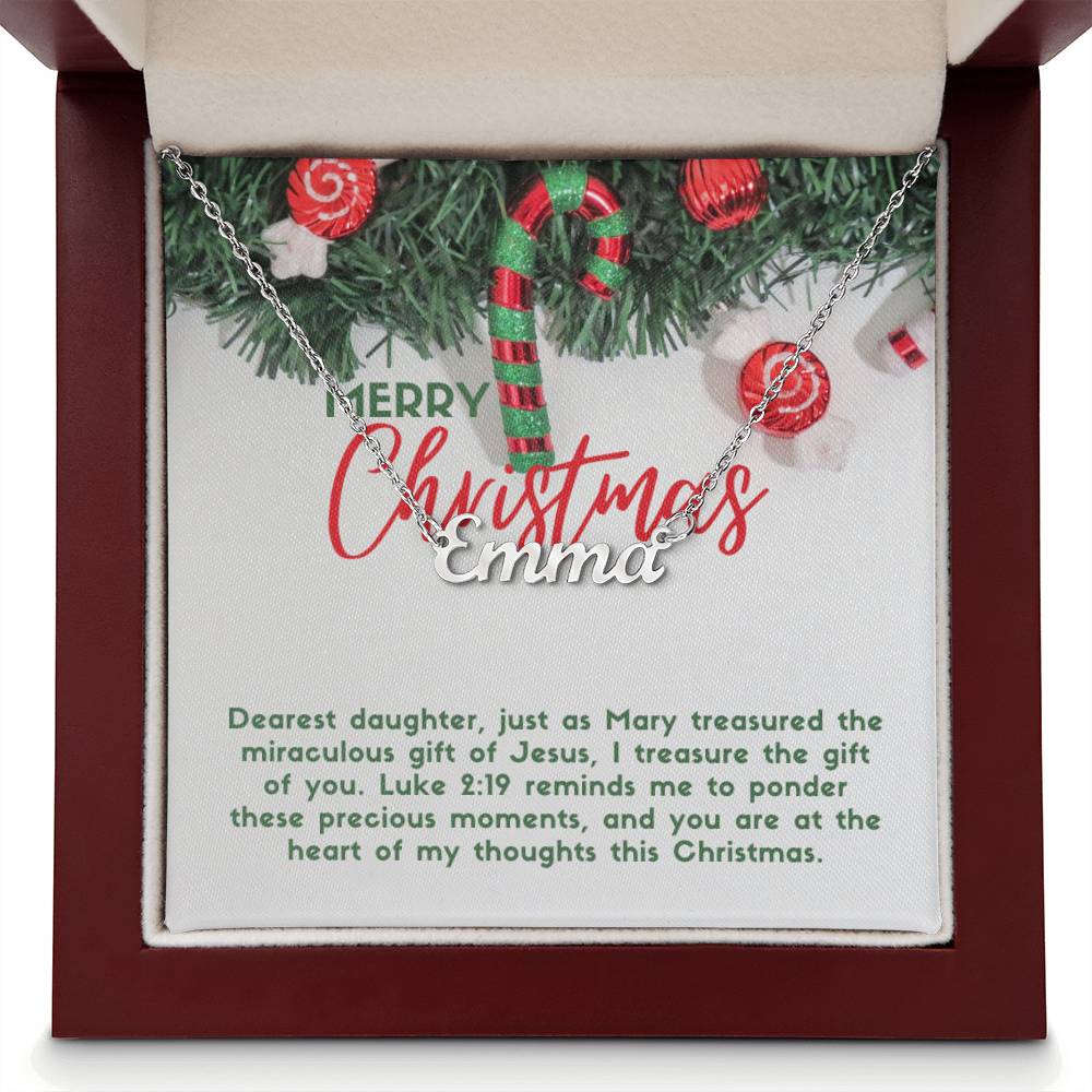 Personalised Name Necklace For Daughter ~Luke 2:19~ (Horizontal)