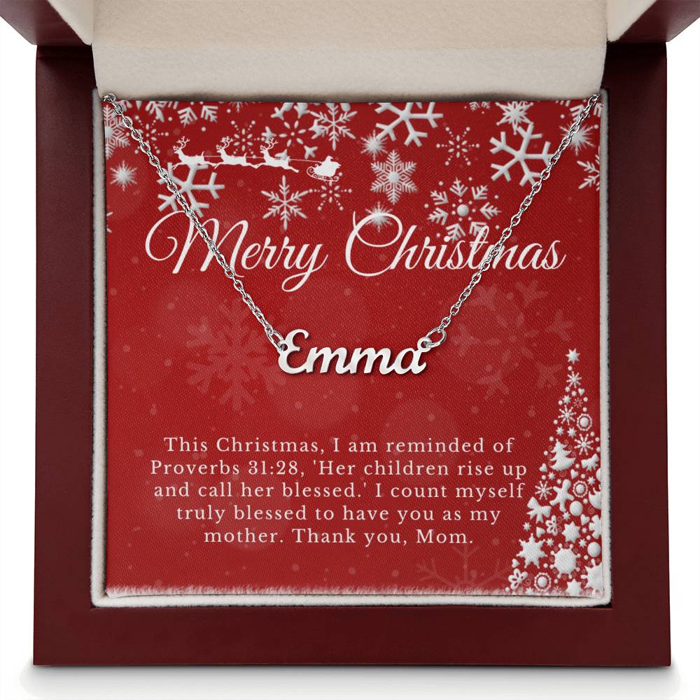 Personalised Name Necklace For Mom ~Proverbs 31:28~ (Horizontal)