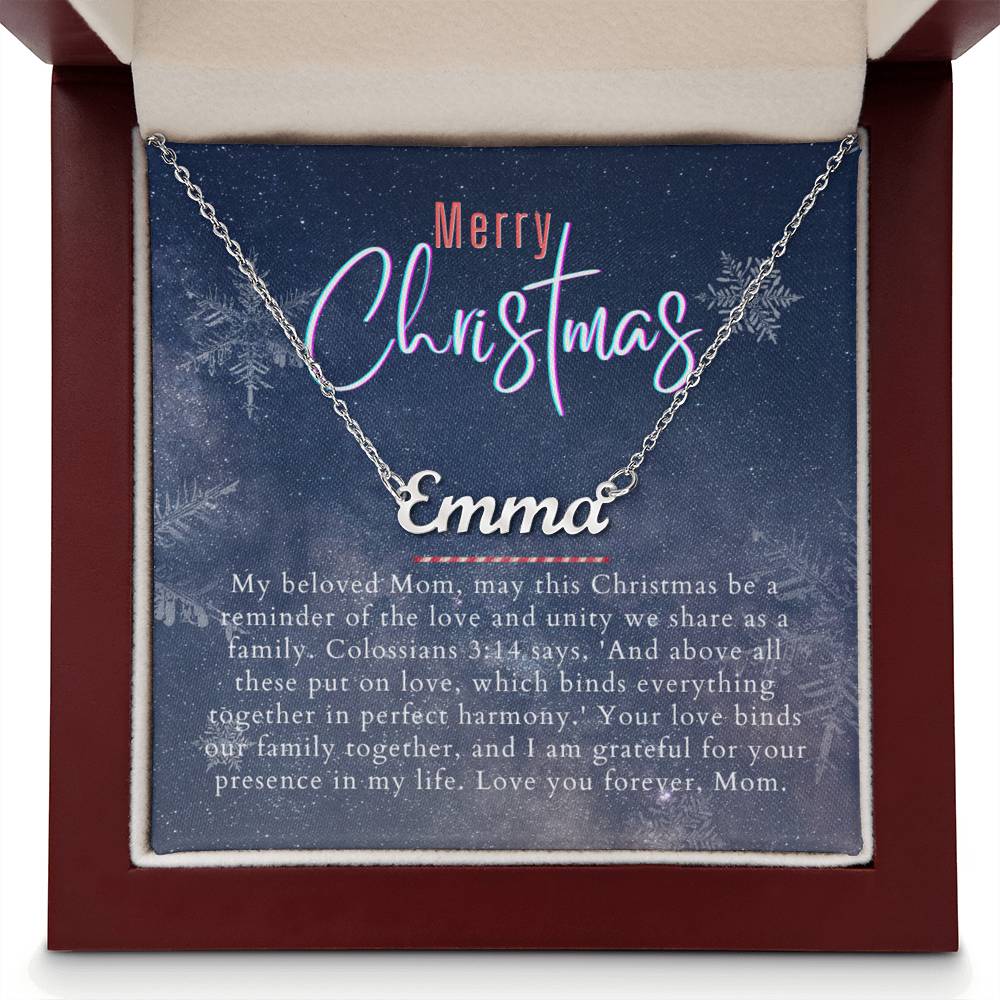 Personalised Name Necklace For Mom ~Colossians 3:14~ (Horizontal)