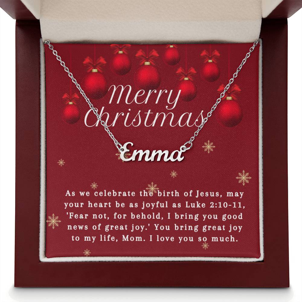 Personalised Name Necklace For Mom ~Luke 2:10-11~ (Horizontal)