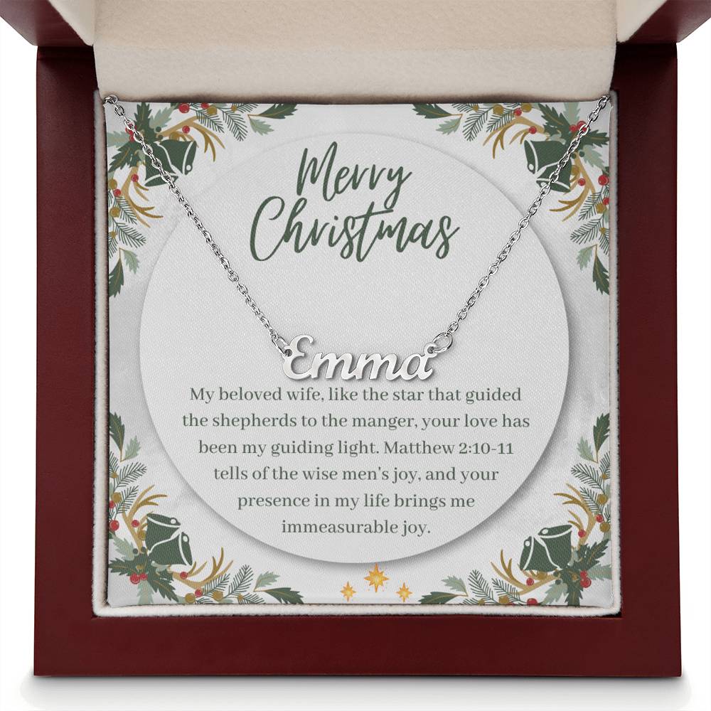 Personalised Name Necklace For Wife ~Matthew 2:10-11~ (Horizontal)