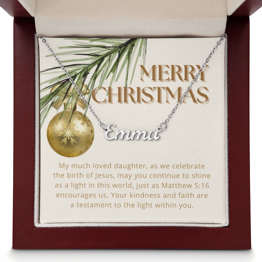 Personalised Name Necklace For Daughter ~Matthew 5:16~ (Horizontal)