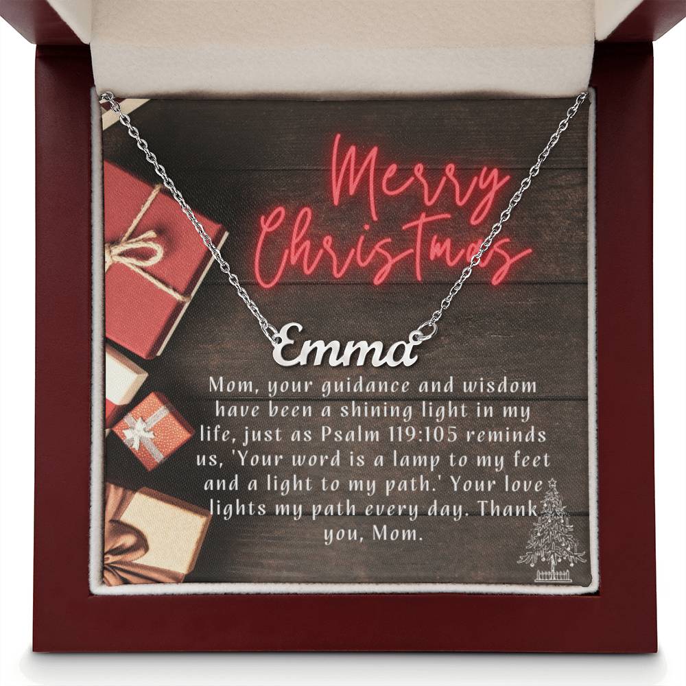Personalised Name Necklace For Mom ~Psalm 119:105~ (Horizontal)