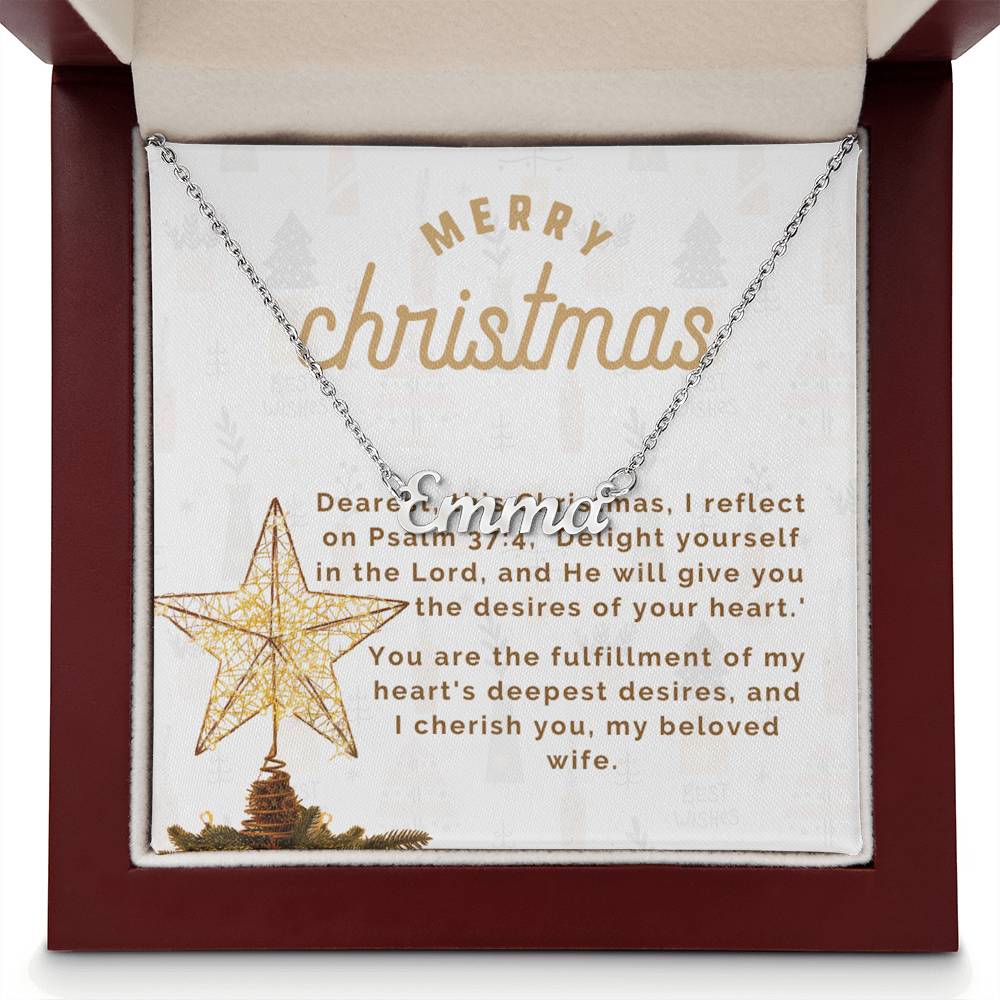 Personalised Name Necklace For Wife ~Matthew 2:10-11~ (Horizontal)