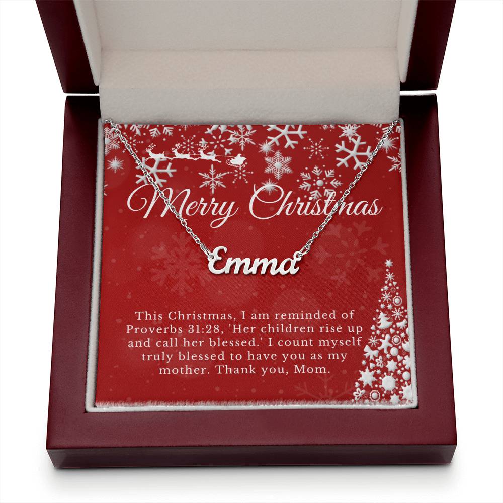 Personalised Name Necklace For Mom ~Proverbs 31:28~ (Horizontal)