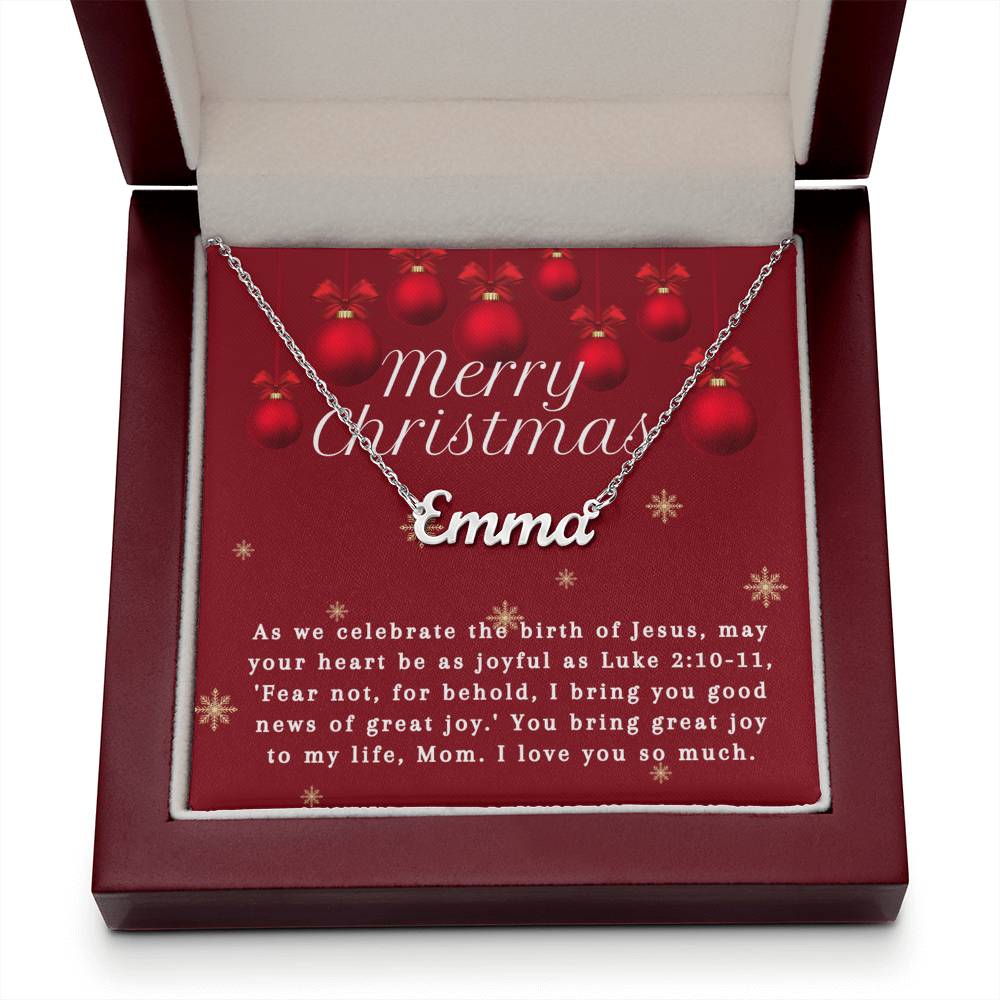 Personalised Name Necklace For Mom ~Luke 2:10-11~ (Horizontal)