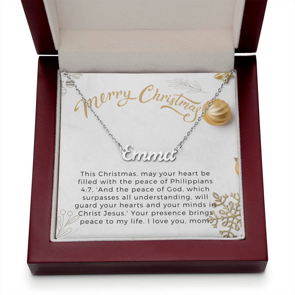 Personalised Name Necklace For Mom ~Philippians 4:7~ (Horizontal)