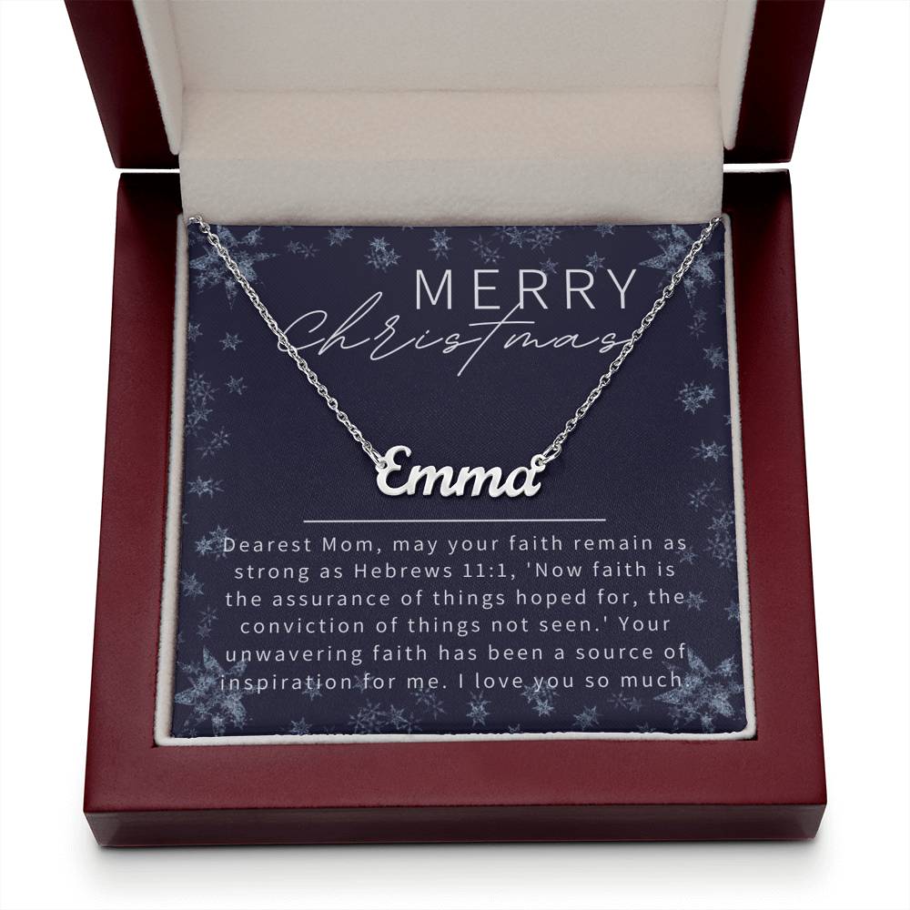 Personalised Name Necklace For Mom ~Hebrews 11:1~ (Horizontal)