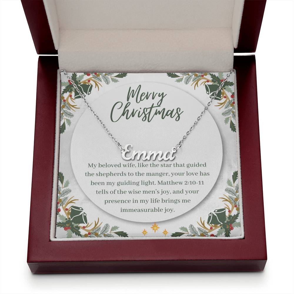 Personalised Name Necklace For Wife ~Matthew 2:10-11~ (Horizontal)