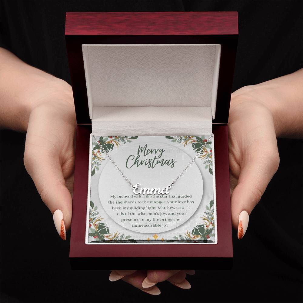 Personalised Name Necklace For Wife ~Matthew 2:10-11~ (Horizontal)