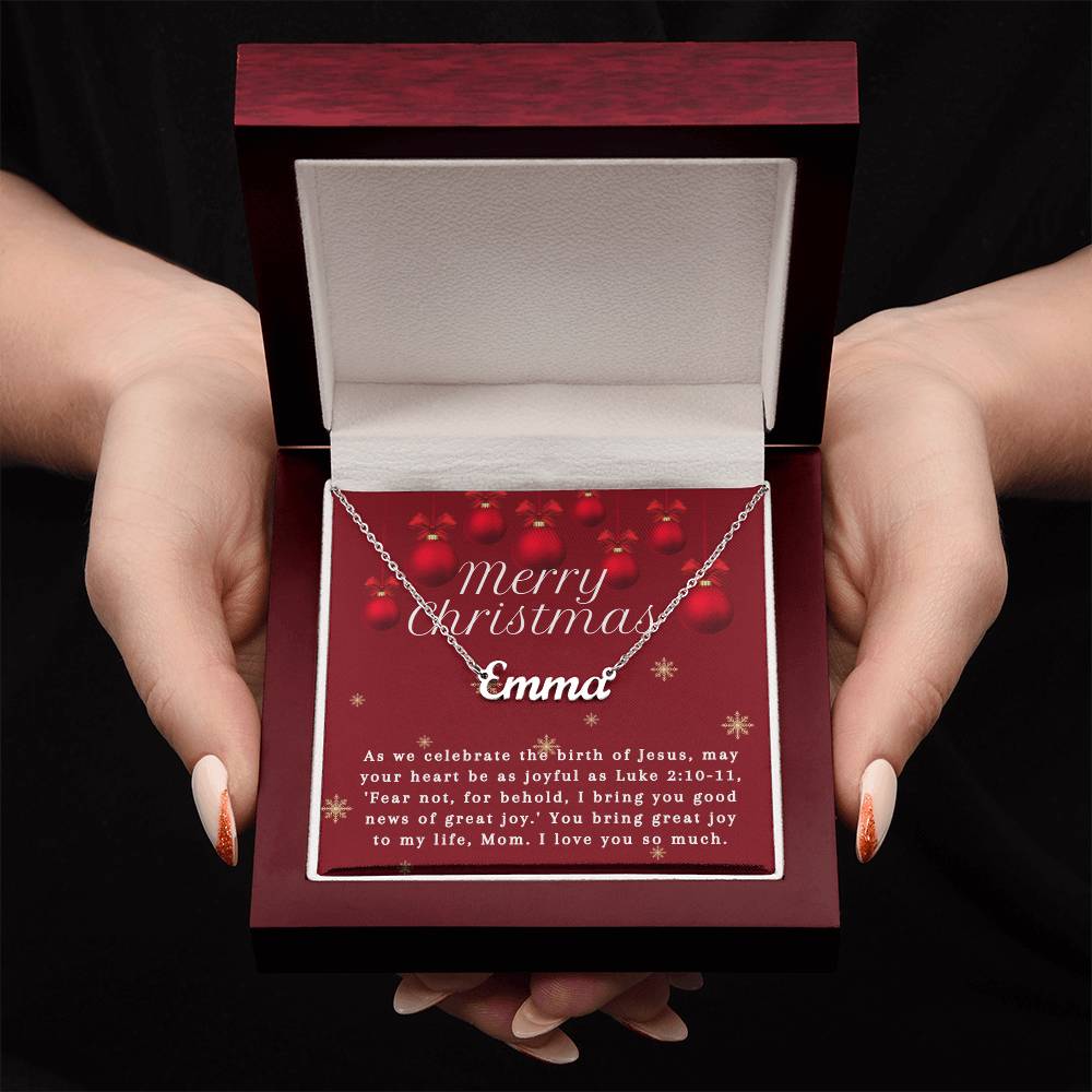 Personalised Name Necklace For Mom ~Luke 2:10-11~ (Horizontal)