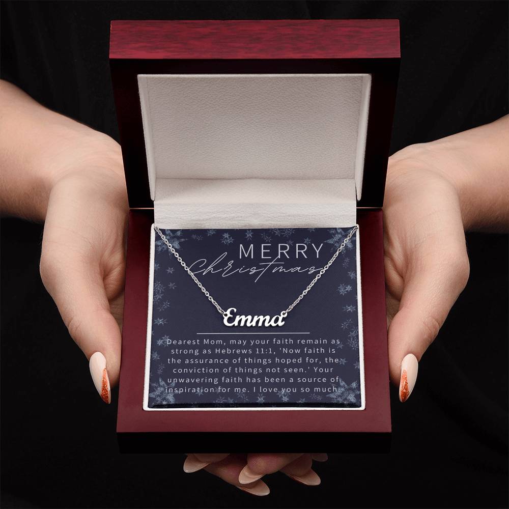 Personalised Name Necklace For Mom ~Hebrews 11:1~ (Horizontal)