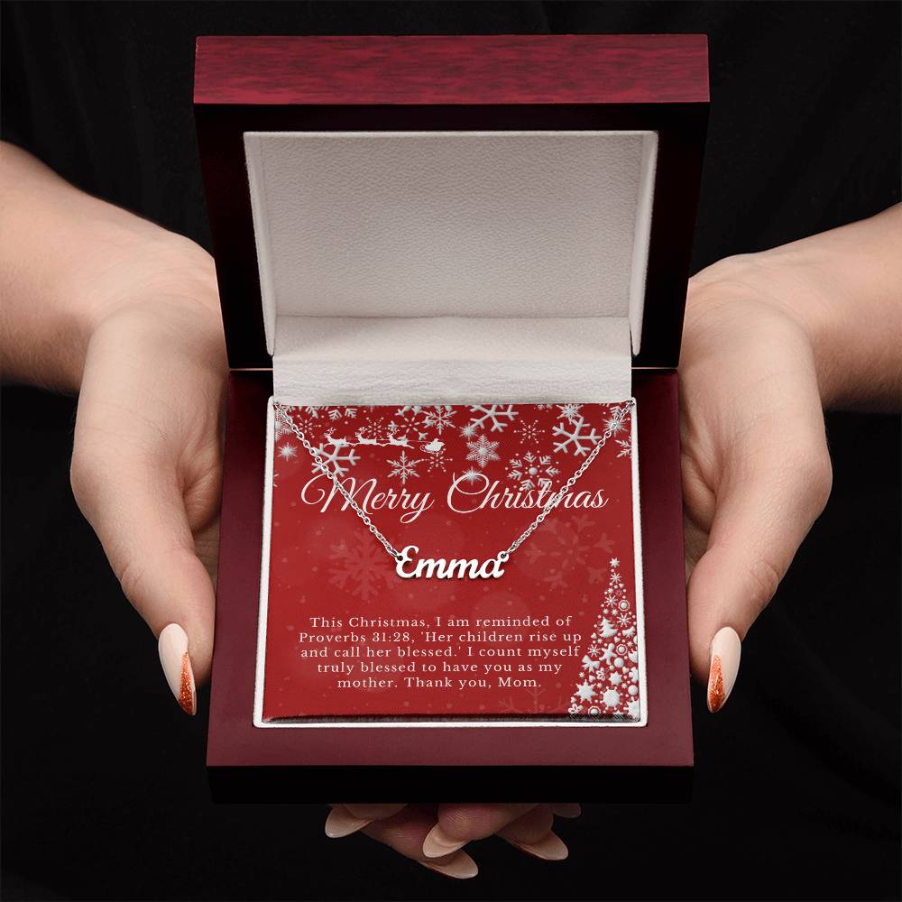 Personalised Name Necklace For Mom ~Proverbs 31:28~ (Horizontal)