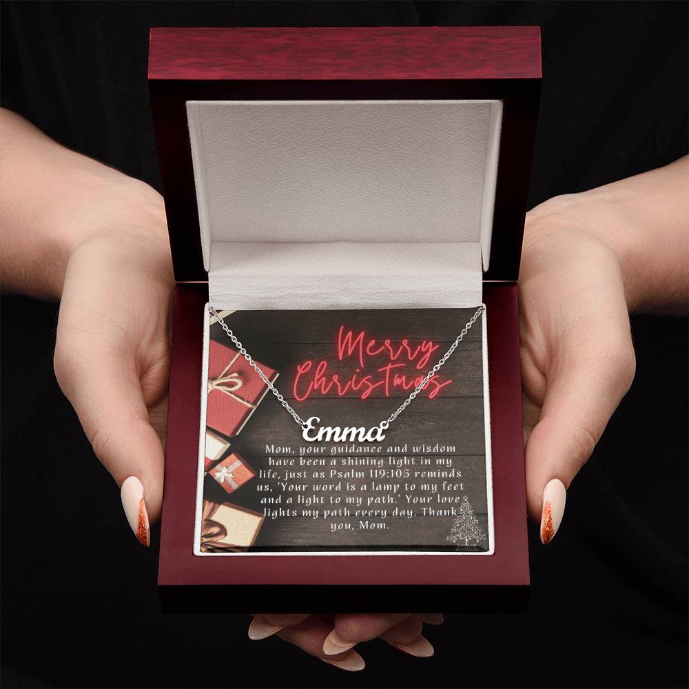 Personalised Name Necklace For Mom ~Psalm 119:105~ (Horizontal)