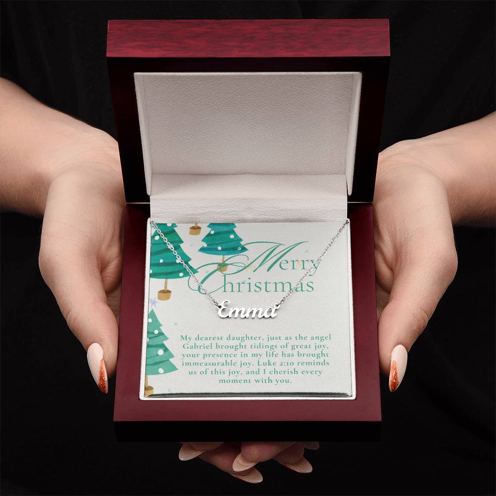 Personalised Name Necklace For Daughter ~Luke 2:10~ (Horizontal)