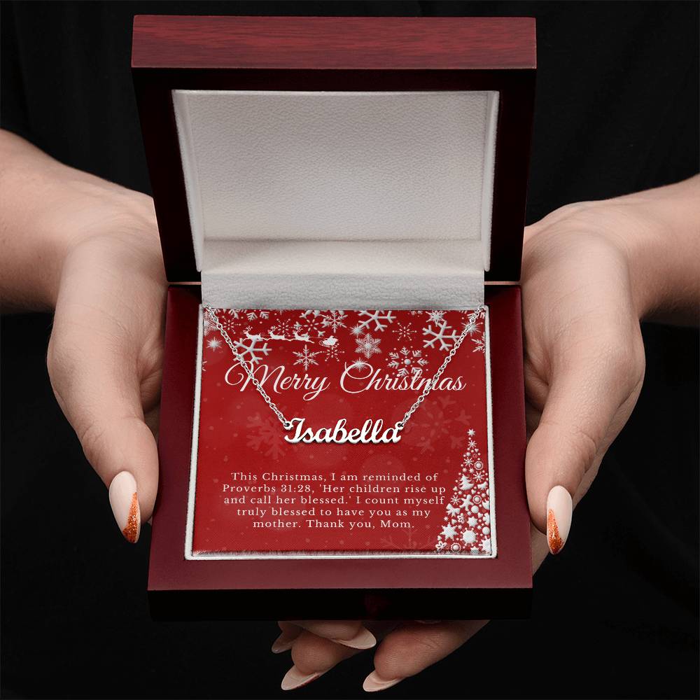 Personalised Name Necklace For Mom ~Proverbs 31:28~ (Horizontal)