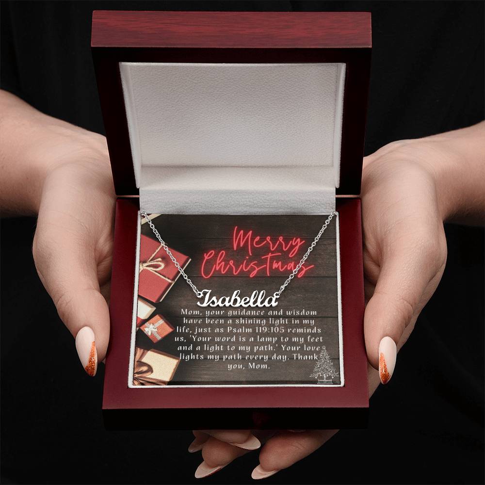 Personalised Name Necklace For Mom ~Psalm 119:105~ (Horizontal)