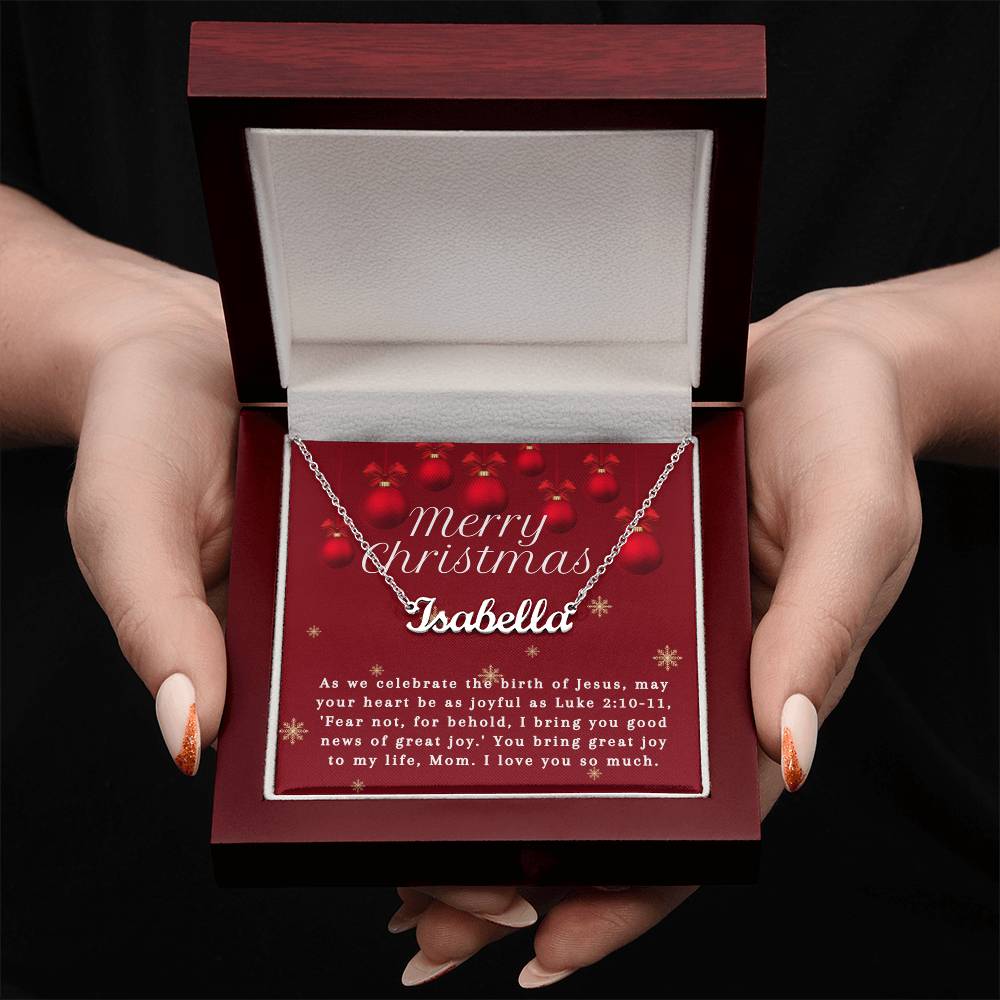Personalised Name Necklace For Mom ~Luke 2:10-11~ (Horizontal)