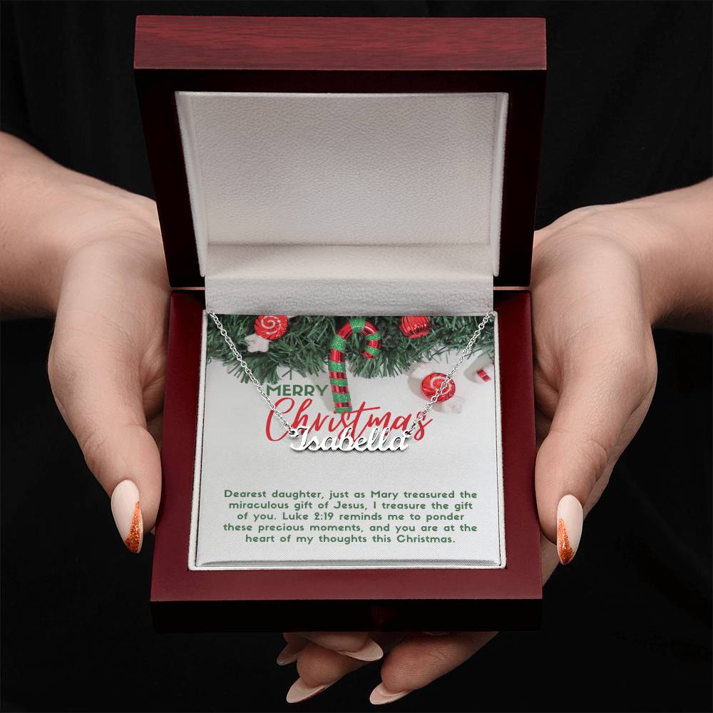 Personalised Name Necklace For Daughter ~Luke 2:19~ (Horizontal)