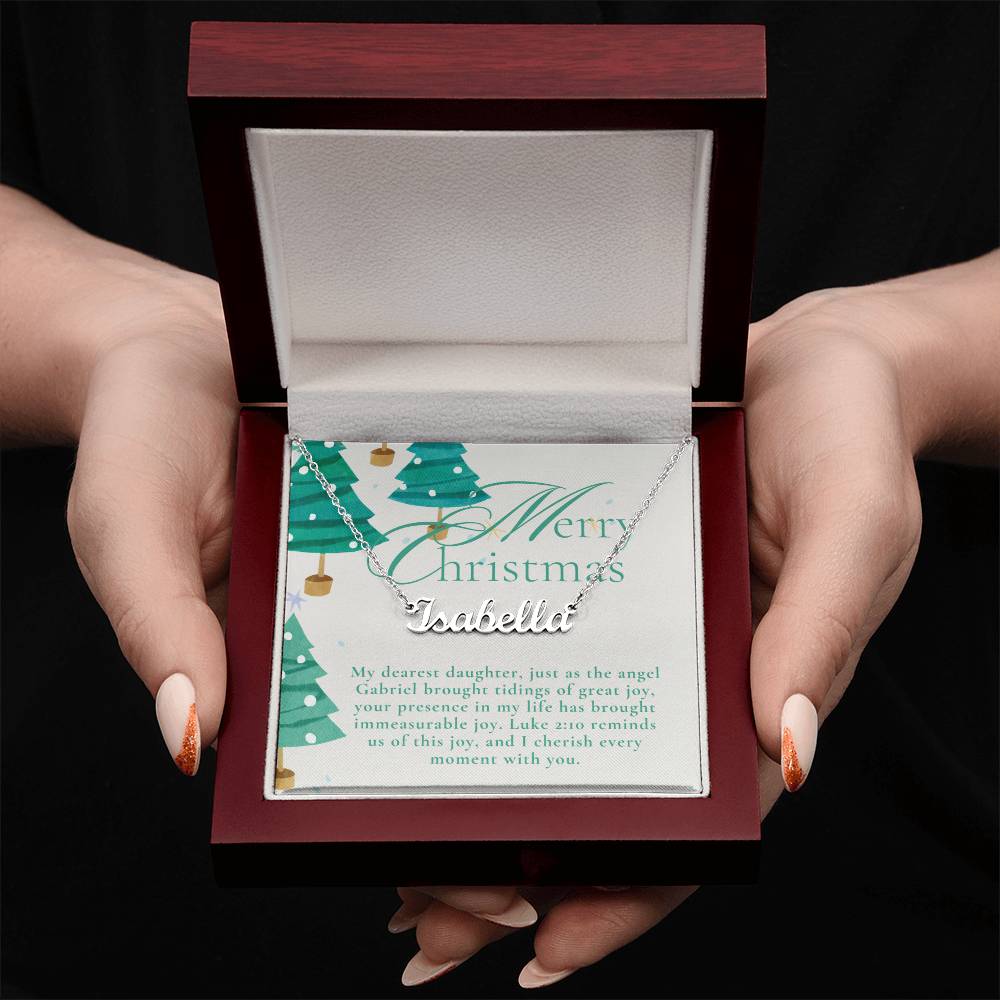 Personalised Name Necklace For Daughter ~Luke 2:10~ (Horizontal)