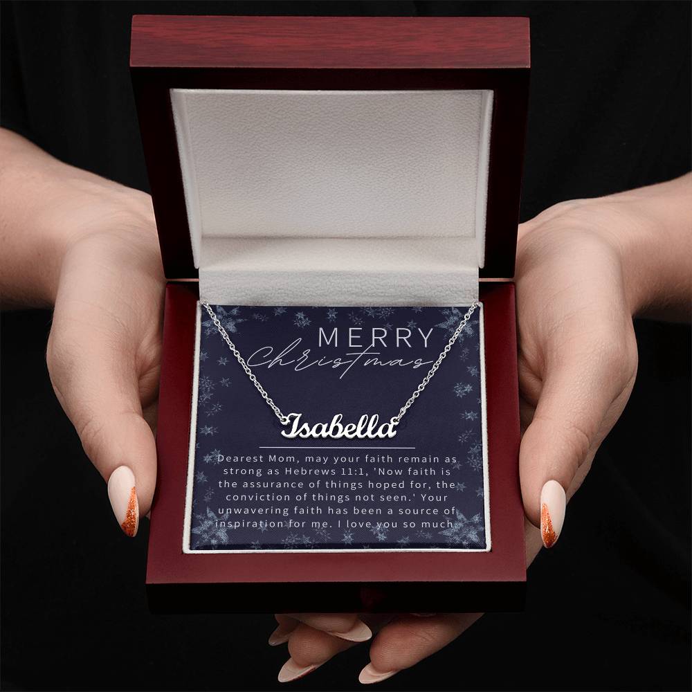 Personalised Name Necklace For Mom ~Hebrews 11:1~ (Horizontal)
