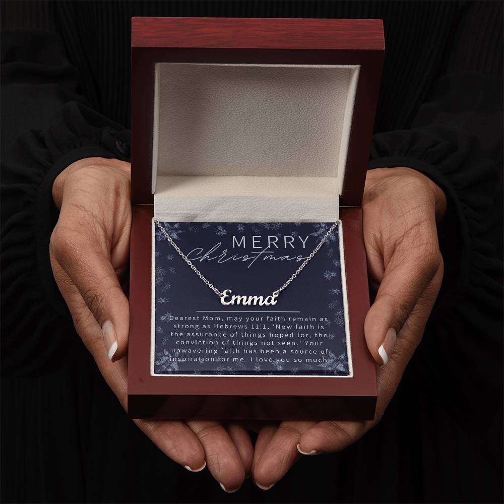 Personalised Name Necklace For Mom ~Hebrews 11:1~ (Horizontal)