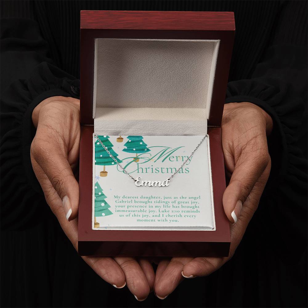 Personalised Name Necklace For Daughter ~Luke 2:10~ (Horizontal)