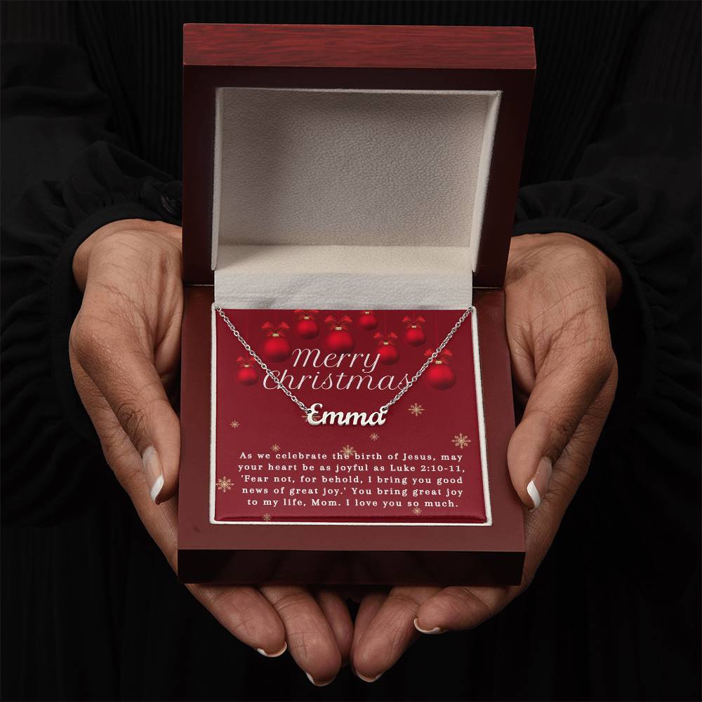 Personalised Name Necklace For Mom ~Luke 2:10-11~ (Horizontal)