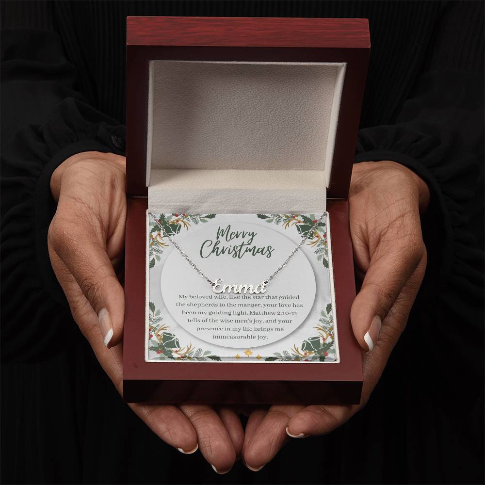 Personalised Name Necklace For Wife ~Matthew 2:10-11~ (Horizontal)