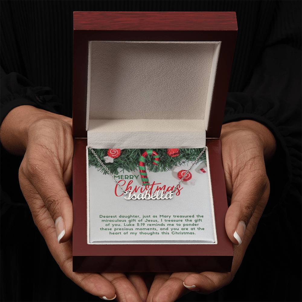 Personalised Name Necklace For Daughter ~Luke 2:19~ (Horizontal)